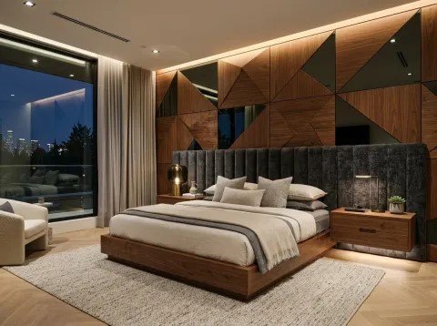 Haute-Couture Bedroom with Geometric Paneling