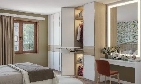 Master Dressing Island with Glass Top Vitrine